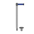 Montour Line Stanchion Belt Barrier Removable Base Pol.Steel Post 7.5ftBk/Bl Belt MX630R-PS-BBH-75